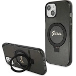 Guess Ring Stand Script Glitter MagSafe Case for iPhone 15 Plus / 14 Plus - Black - (GUE003358-0)