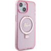 Guess Ring Stand Script Glitter MagSafe case for iPhone 15 Plus / 14 Plus - pink - (GUE003362-0)