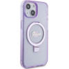 Guess Ring Stand Script Glitter MagSafe case for iPhone 15 Plus / 14 Plus - purple - (GUE003368-0)