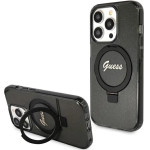 Guess Ring Stand Script Glitter MagSafe case for iPhone 15 Pro - black - (GUE003359-0)