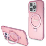 Guess Ring Stand Script Glitter MagSafe case for iPhone 15 Pro - pink - (GUE003363-0)