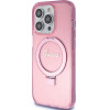 Guess Ring Stand Script Glitter MagSafe case for iPhone 15 Pro - pink - (GUE003363-0)