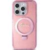 Guess Ring Stand Script Glitter MagSafe case for iPhone 15 Pro - pink - (GUE003363-0)