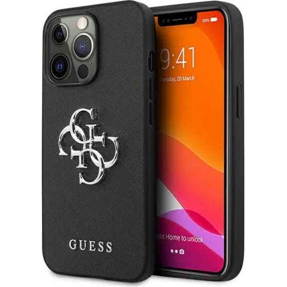 Guess Saffiano 4G Metal Logo case for iPhone 13 Pro / 13 6.1 - black - (GUE001498-0)