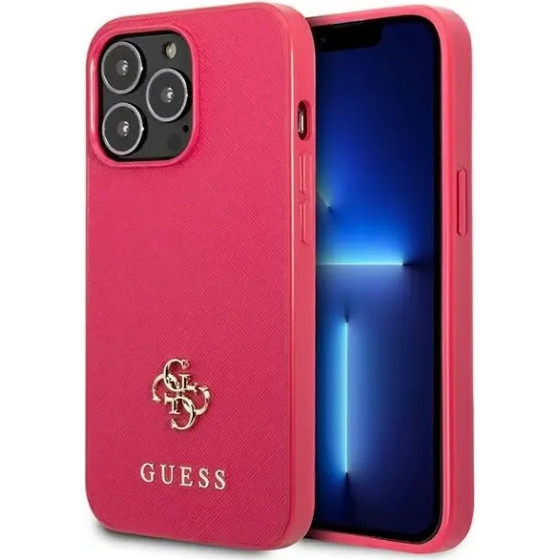 Guess Saffiano 4G Small Metal Logo case for iPhone 13 Pro / 13 - pink - (GUE002478-0)