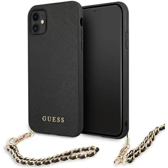 Guess Saffiano Chain case for iPhone 11 6.1 / Xr - black - (GUE001252-0)