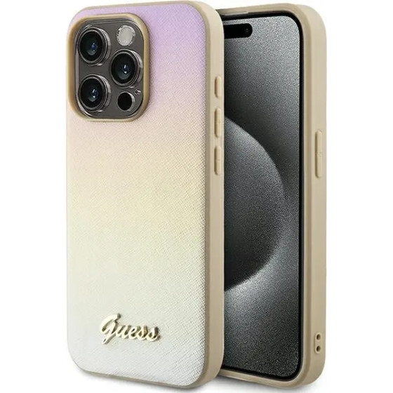 Guess Saffiano Iridescent Script case for iPhone 14 Pro Max - gold - (GUE003453-0)
