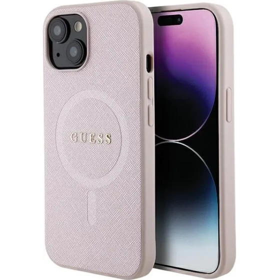 Guess Saffiano MagSafe case for iPhone 15 Plus - pink - (GUE003297-0)