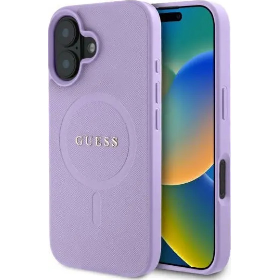 Guess Saffiano MagSafe iPhone 16 Case - Purple - (GUE004079-0)
