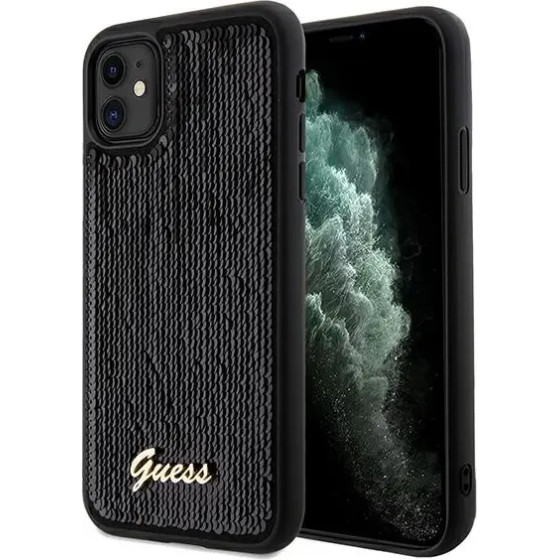 Guess Sequin Script Metal case for iPhone 11 / Xr - black - (GUE003151-0)