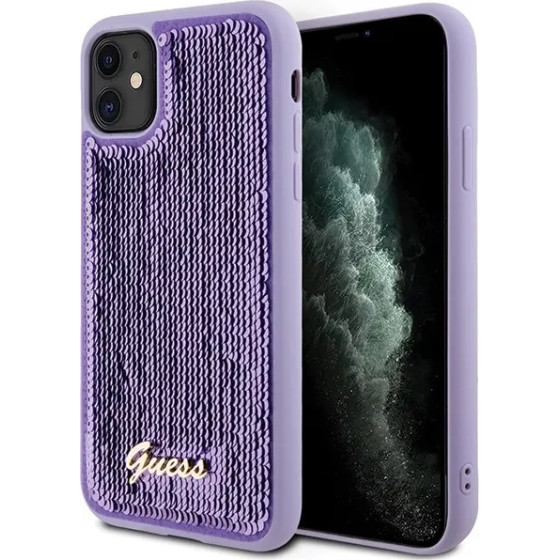 Guess Sequin Script Metal case for iPhone 11 / Xr - purple - (GUE003160-0)