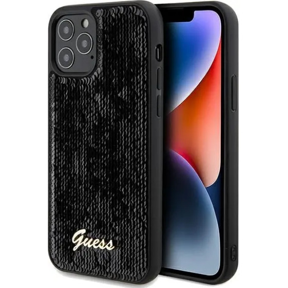 Guess Sequin Script Metal case for iPhone 12/12 Pro - black - (GUE003152-0)