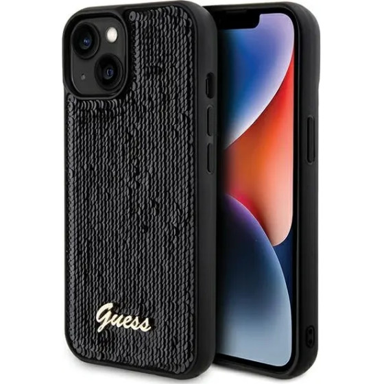 Guess Sequin Script Metal case for iPhone 14 / 15 / 13 - black - (GUE003157-0)