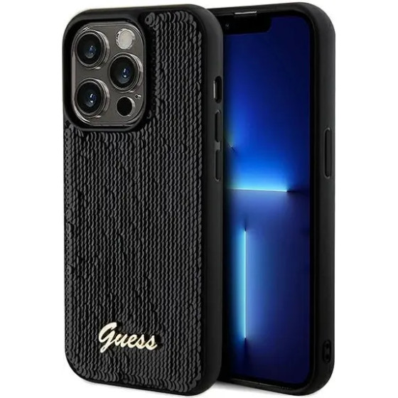 Guess Sequin Script Metal case for iPhone 14 Pro - black - (GUE003156-0)