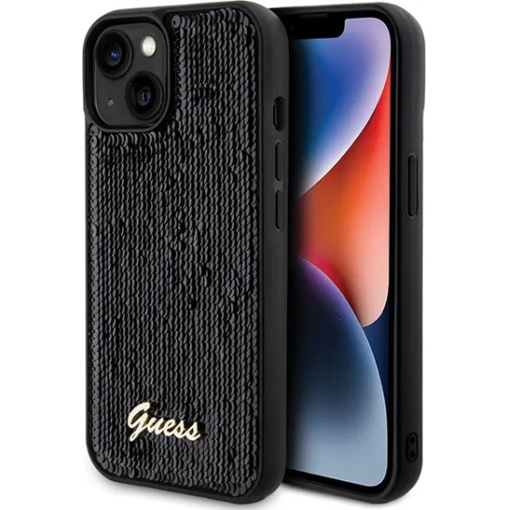 Guess Sequin Script Metal case for iPhone 15 - black - (GUE003070-0)