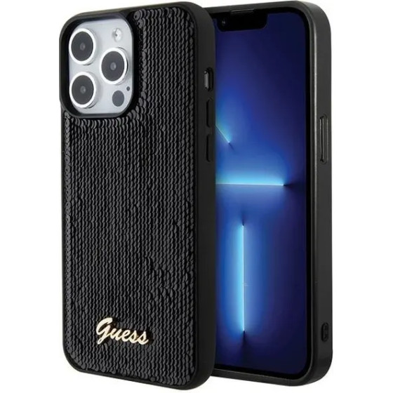 Guess Sequin Script Metal case for iPhone 15 Pro - black - (GUE003071-0)