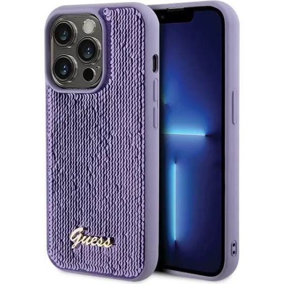 Guess Sequin Script Metal case for iPhone 15 Pro - purple - (GUE003077-0)