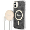 Guess Set GUBPN61H4EACSK Case+Charger iPhone 11 6.1'' black/black hard case 4G Print MagSafe - (GUE002540-0)