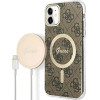 Guess Set GUBPN61H4EACSW Case+Charger iPhone 11 6.1'' brown/brown hard case 4G Print MagSafe - (GUE002548-0)