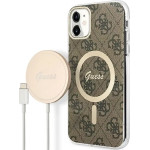 Guess Set GUBPN61H4EACSW Case+Charger iPhone 11 6.1'' brown/brown hard case 4G Print MagSafe - (GUE002548-0)