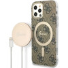 Guess Set GUBPP12MH4EACSW Case+ Charger iPhone 12/12 Pro brown/brown hard case 4G Print MagSafe - (GUE002549-0)