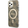 Guess Set GUBPP12MH4EACSW Case+ Charger iPhone 12/12 Pro brown/brown hard case 4G Print MagSafe - (GUE002549-0)