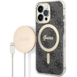 Guess Set GUBPP13XH4EACSK Case+ Charger iPhone 13 Pro Max black/black hard case 4G Print MagSafe - (GUE002543-0)