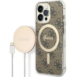 Guess Set GUBPP13XH4EACSW Case+ Charger iPhone 13 Pro Max brown/brown hard case 4G Print MagSafe - (GUE002551-0)