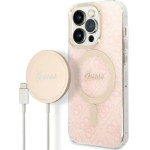 Guess Set GUBPP14LH4EACSP Case+ Charger iPhone 14 Pro 6.1'' pink/pink hard case 4G Print MagSafe - (GUE002566-0)