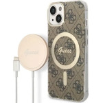 Guess Set GUBPP14MH4EACSW Case+ Charger iPhone 14 Plus 6.7'' brown/brown hard case 4G Print MagSafe - (GUE002553-0)