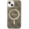Guess Set GUBPP14MH4EACSW Case+ Charger iPhone 14 Plus 6.7'' brown/brown hard case 4G Print MagSafe - (GUE002553-0)