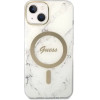 Guess Set GUBPP14MHMEACSH Case+ Charger iPhone 14 Plus 6.7'' white/white hard case Marble MagSafe - (GUE002573-0)
