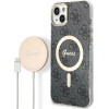 Guess Set GUBPP14SH4EACSK Case+ Charger iPhone 14 6.1'' black/black hard case 4G Print MagSafe - (GUE002544-0)