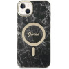 Guess Set GUBPP14SHMEACSK Case+ Charger iPhone 14 6.1'' black/black hard case Marble MagSafe - (GUE002568-0)