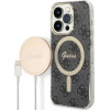 Guess Set GUBPP14XH4EACSK Case+ Charger iPhone 14 Pro Max 6.7'' black/black hard case 4G Print MagSafe - (GUE002547-0)