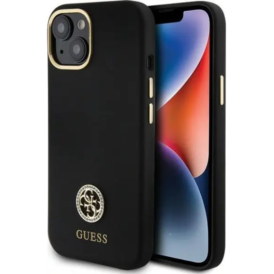 Guess Silicone Logo Strass 4G Case for iPhone 15 - Black - (GUE003306-0)