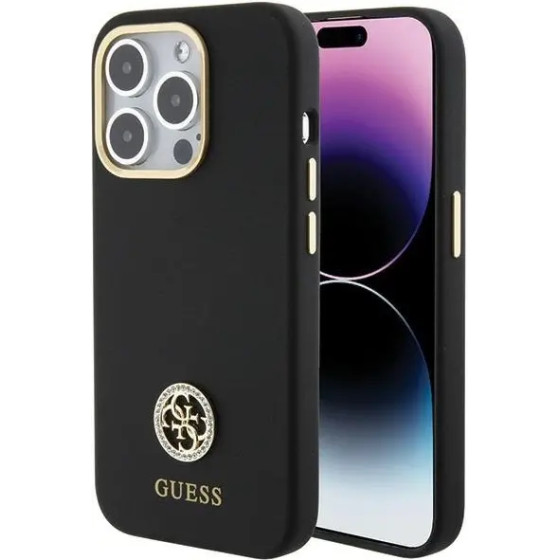 Guess Silicone Logo Strass 4G case for iPhone 15 Pro Max - black - (GUE003309-0)