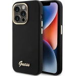 Guess Silicone Script Metal Logo & Frame case for iPhone 15 Pro - black - (GUE003351-0)