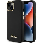Guess Silicone Script Metal Logo & Frame case for iPhone 15 - black - (GUE003350-0)