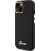 Guess Silicone Script Metal Logo & Frame case for iPhone 15 - black - (GUE003350-0)