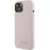 Guess Silicone Script Metal Logo & Frame case for iPhone 15 - pink - (GUE003293-0)