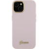 Guess Silicone Script Metal Logo & Frame case for iPhone 15 - pink - (GUE003293-0)