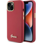 Guess Silicone Script Metal Logo & Frame case for iPhone 15 - red - (GUE003345-0)