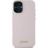 Guess Silicone Script Metal Logo & Frame iPhone 16 Case - Pink - (GUE004128-0)