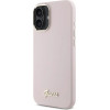 Guess Silicone Script Metal Logo & Frame iPhone 16 Plus Case - Pink - (GUE004096-0)
