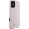Guess Silicone Script Metal Logo & Frame iPhone 16 Plus Case - Pink - (GUE004096-0)