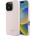 Guess Silicone Script Metal Logo & Frame iPhone 16 Pro Max Case - Pink - (GUE004076-0)