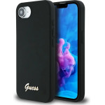 Guess Silicone Script Metal Logo MagSafe iPhone 16e Case - Black - (GUE004497-0)