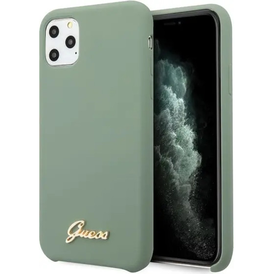 Guess Silicone Vintage Gold Logo case for iPhone 11 Pro - khaki - (GUE000592-0)