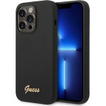 Guess Silicone Vintage Gold Logo iPhone 14 Pro Case - Black - (GUE002276-0)
